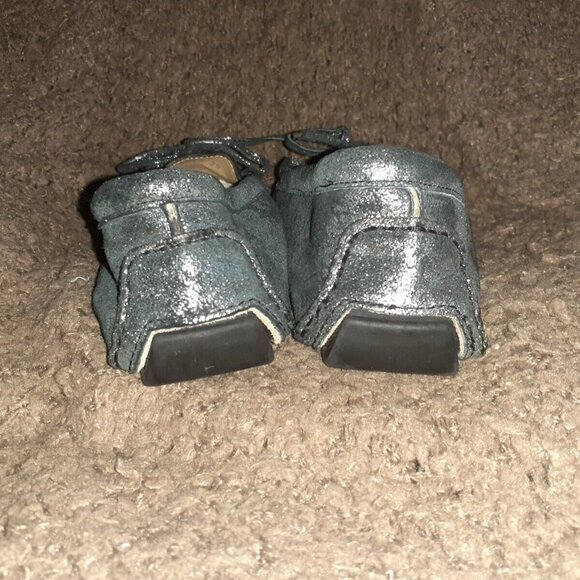 BOEMOS-Crackled/Distressed Silver/Black Suede Loafers-Bow-Driving-Sz39-Near Mint - Picture 5 of 7